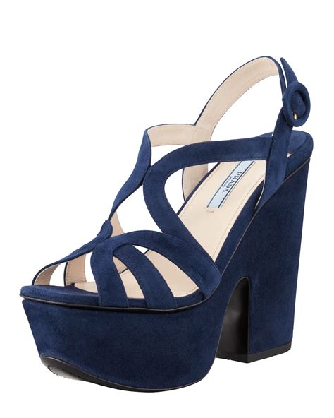 prada suede wedge sandals|Prada chunky heel sandal.